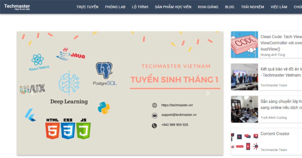 Techmaster là một trong những website dạy lập trình hàng đầu Việt Nam