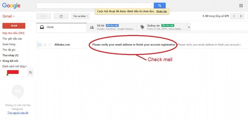 xác nhận đăng ký tài khoản trong email