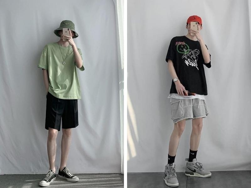 Áo thun form rộng nam và quần short