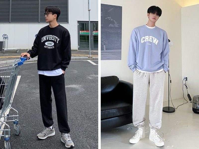 Áo thun nam với quần jogger