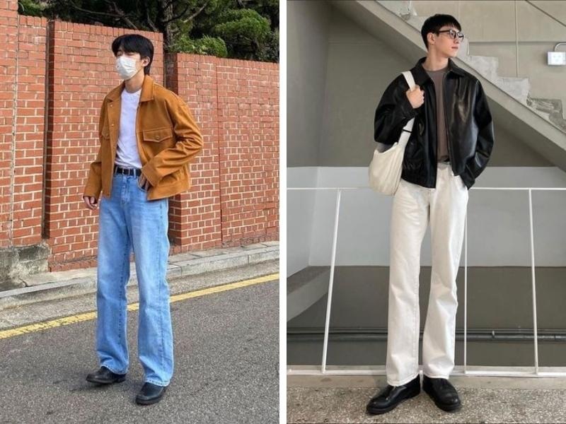 Áo thun nam với áo khoác bomber