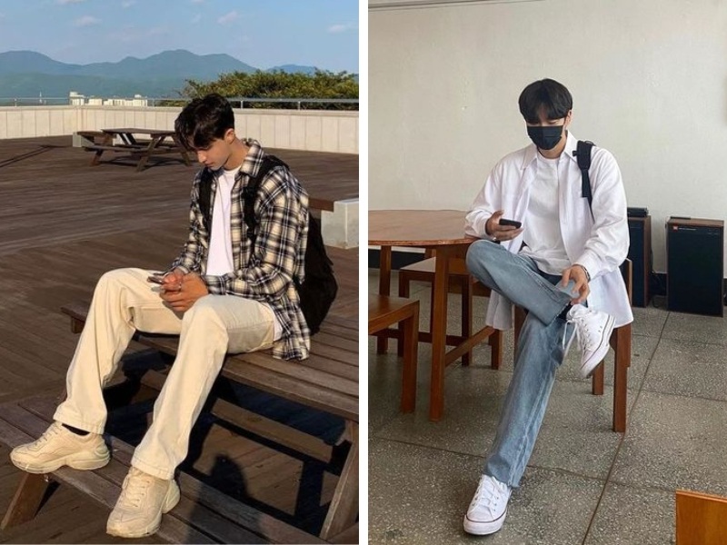 Phối áo sơ mi với áo thun nam