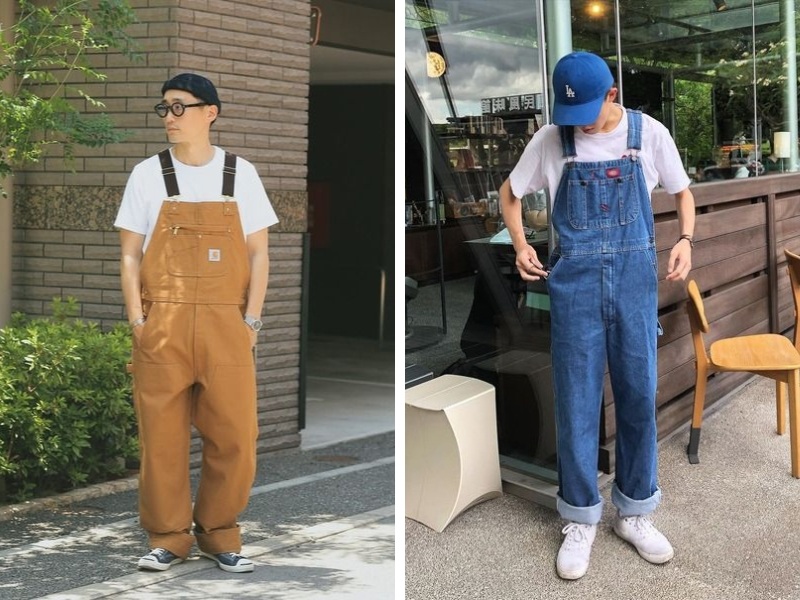 Áo thun nam với quần yếm