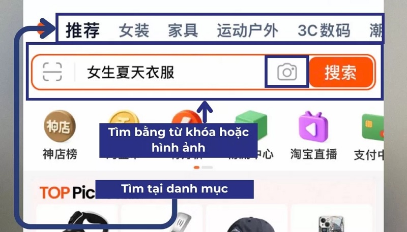 tìm sản phẩm cần mua
